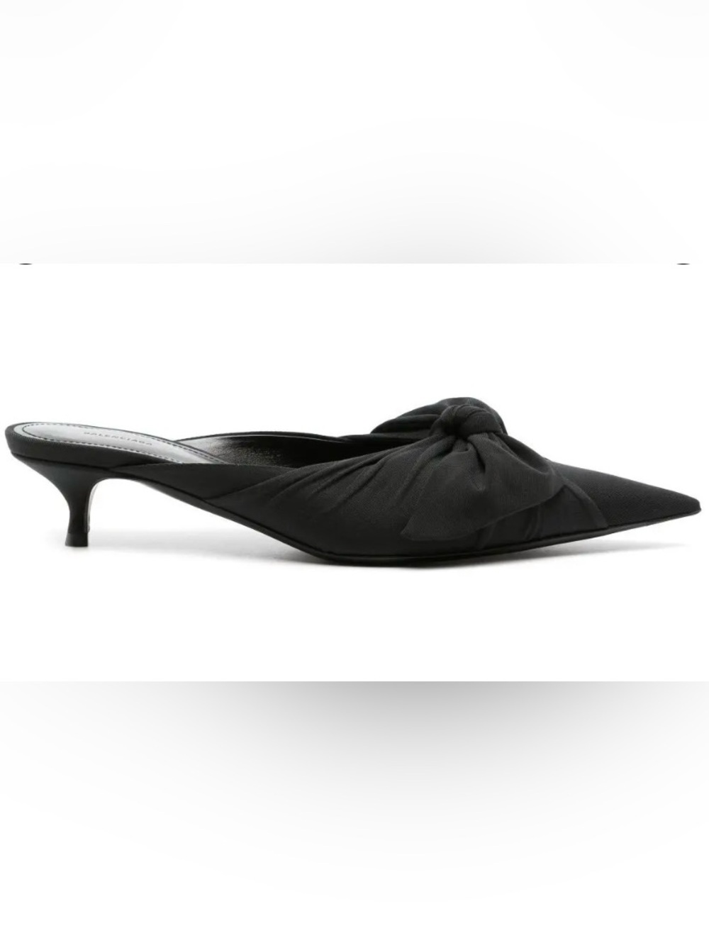 Balenciaga Knife Knot 40mm Pointed-Toe Kitten Heel Mules in Black New With Tags